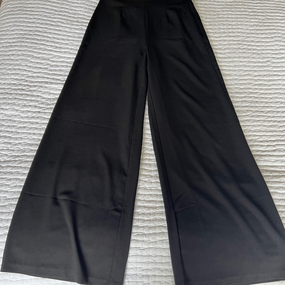 WAYF Highwasted, side zip, wide leg pant, black, size small, NEW WITH TAGS